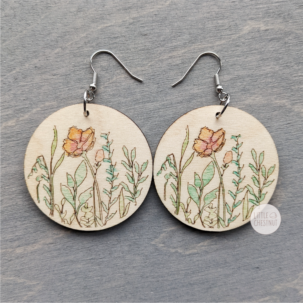 Little Chestnut Earrings Circle Flowers